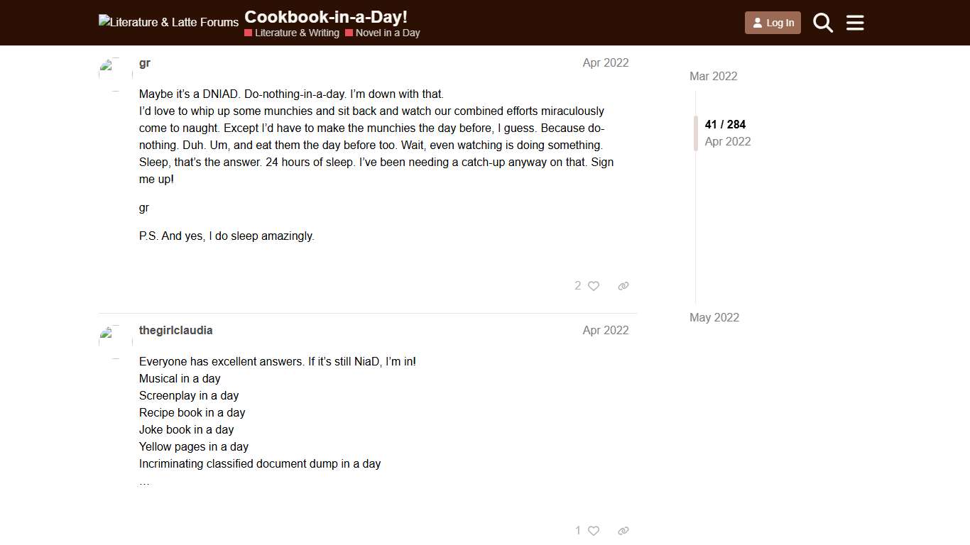 Cookbook-in-a-Day! - Literature & Writing / Novel in a Day - Literature & Latte Forums